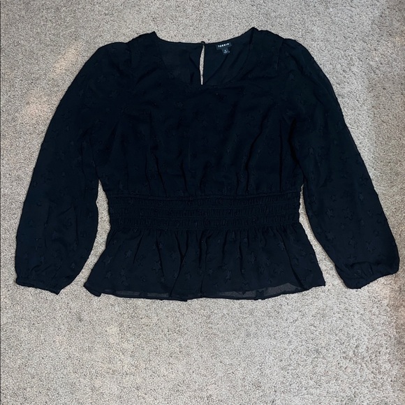 Torrid Sheer Stars Smocked Waist Crinkle Chiffon Sheer Puff Sleeve Black 2X - Picture 4 of 10